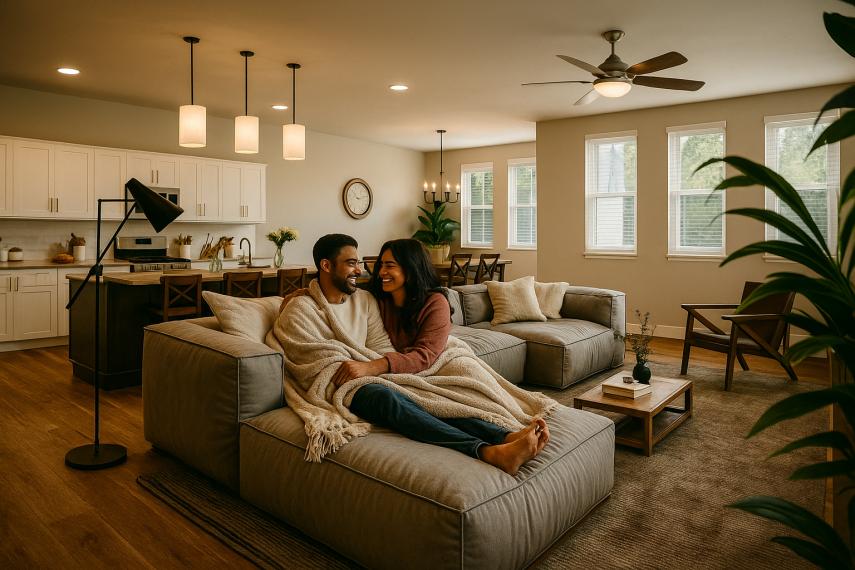 Open-concept living room at Legacy Estates